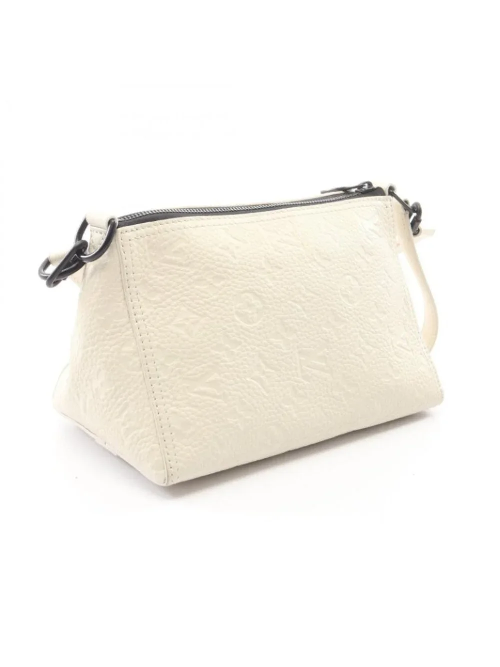 Louis Vuitton Shoulder Bag Triangle Messenger 2-Way White Leather